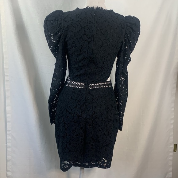 Express Black Lace Puff Sleeve Side Cutout Sheath Dress- NWT - Picture 11 of 16